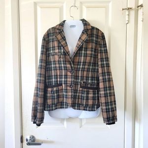 ✨️HP✨️Punkyfish | Rare! Y2K VTG Grunge Tartan Wool Blend Blazer (SIZE L)